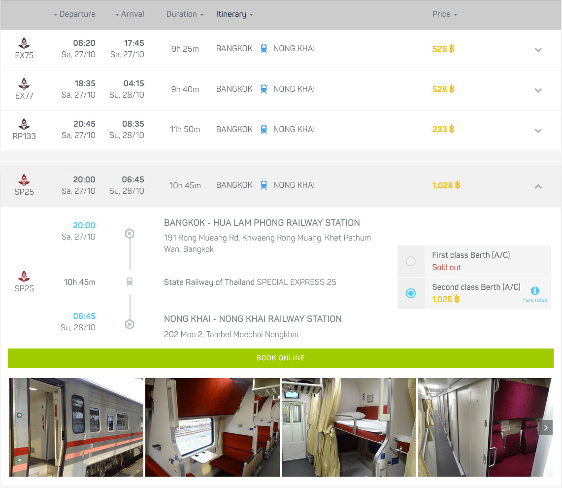 Book your train tickets from Bangkok to Nong Khai